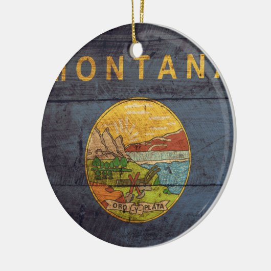 Oude vlag van Wood Montana Keramisch Ornament (Links)