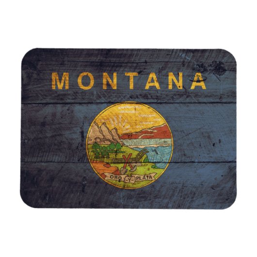 Oude vlag van Wood Montana Magneet (Horizontaal)