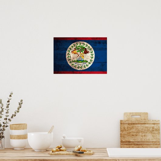 Oude vlag van Wooden Belize Poster (Keuken)