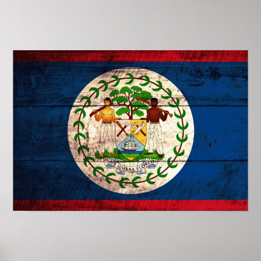 Oude vlag van Wooden Belize Poster (Voorkant)