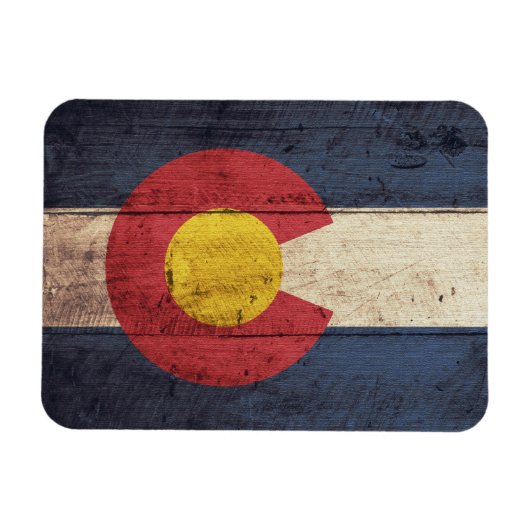 Oude vlag van Wooden Colorado Magneet (Horizontaal)