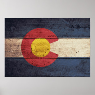 Oude vlag van Wooden Colorado Poster