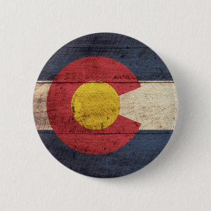 Oude vlag van Wooden Colorado Ronde Button 5,7 Cm