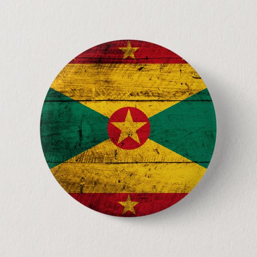 Oude vlag van Wooden Grenada Ronde Button 5,7 Cm (Voorkant)