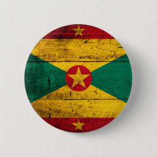 Oude vlag van Wooden Grenada Ronde Button 5,7 Cm