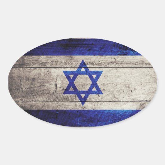 Oude vlag van Wooden Israel Ovale Sticker (Voorkant)