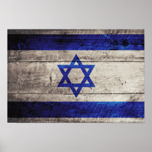 Oude vlag van Wooden Israel Poster
