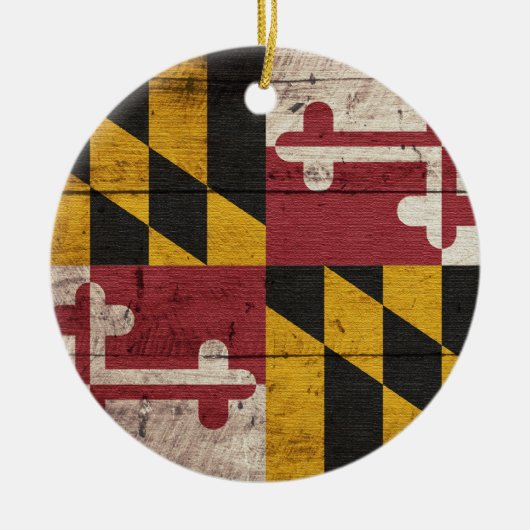 Oude vlag van Wooden Maryland Keramisch Ornament (Voorkant)