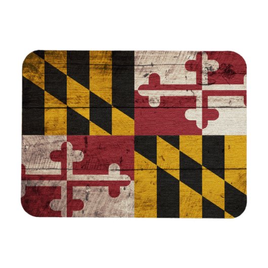 Oude vlag van Wooden Maryland Magneet (Horizontaal)