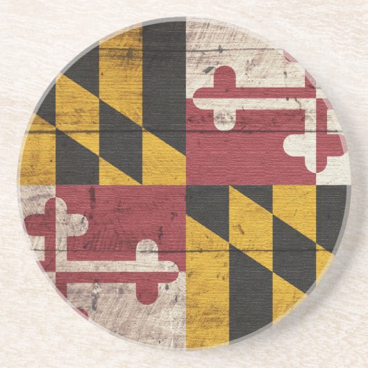 Oude vlag van Wooden Maryland Zandsteen Onderzetter (Voorkant)