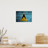 Oude vlag van Wooden Saint Lucia Poster (Keuken)