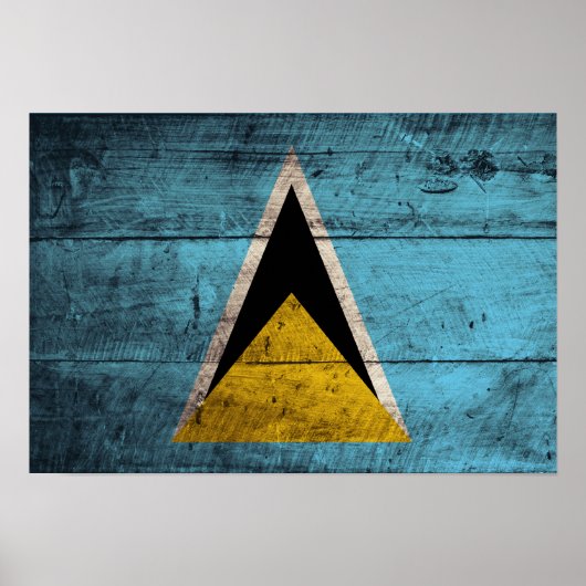 Oude vlag van Wooden Saint Lucia Poster (Voorkant)