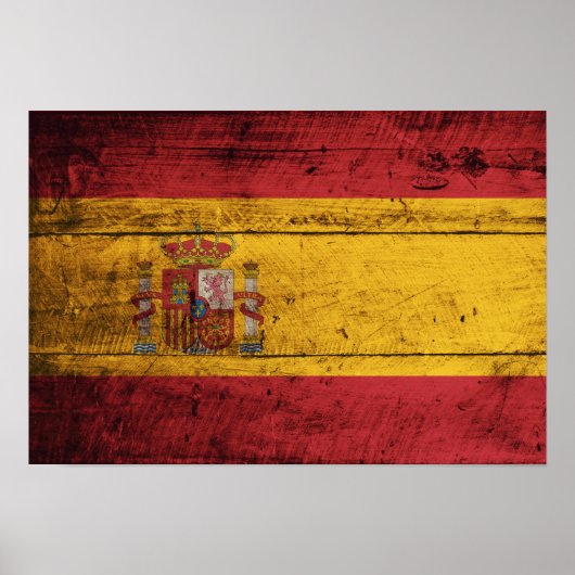 Oude vlag van Wooden Spanje Poster (Voorkant)
