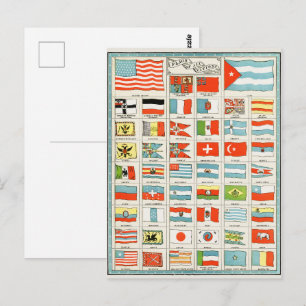 Oude Vlaggen Van Alle Naties Educatieve Poster Briefkaart