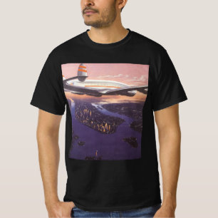 Oude vliegtuig boven Hudsonrivier, New York City T-shirt