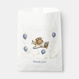 Oude vliegtuig teddybeer babyshower bedankt bedankzakje