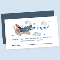 Oude vliegtuig wolken baby shower luier raffle
