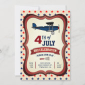Oude vliegtuigen 4 juli BBQ-feest uitnodiging (Voorkant)