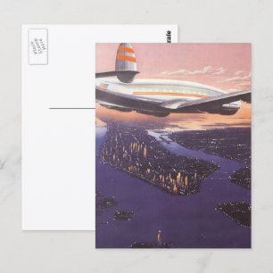 Oude vliegtuigen boven Hudson River, New York City Briefkaart