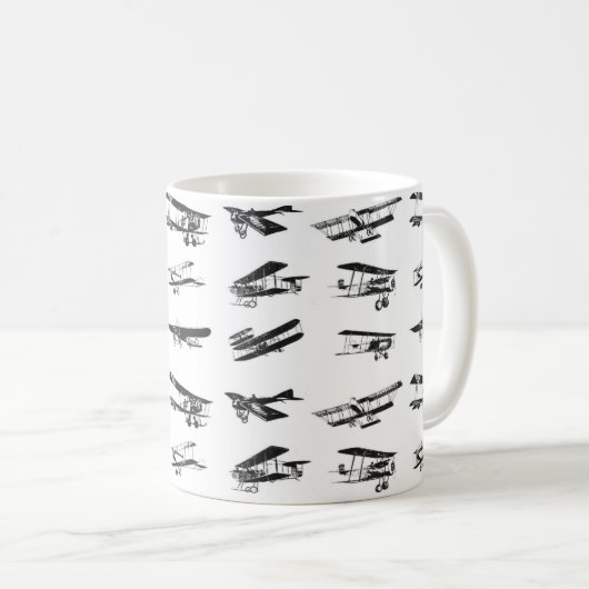 Oude vliegtuigen in zwart-wit, vliegtuig koffiemok (Voorkant rechts)