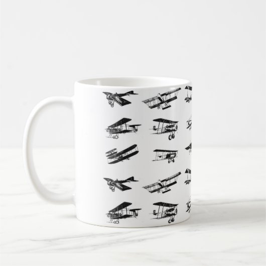 Oude vliegtuigen in zwart-wit,  vliegtuig koffiemok (Links)
