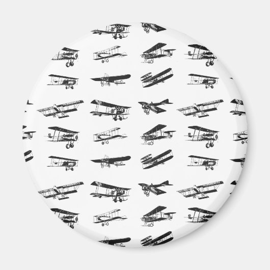 Oude vliegtuigen in zwart-wit, vliegtuig magneet (Voorkant)