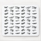 Oude vliegtuigen in zwart-wit, vliegtuig muismat (Voorkant)