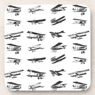 Oude vliegtuigen in zwart-wit,  vliegtuig onderzetter