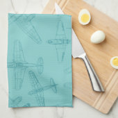 Oude vliegtuigen theedoek (Quarter Fold)