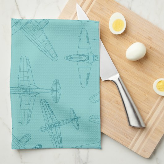 Oude vliegtuigen theedoek (Quarter Fold)