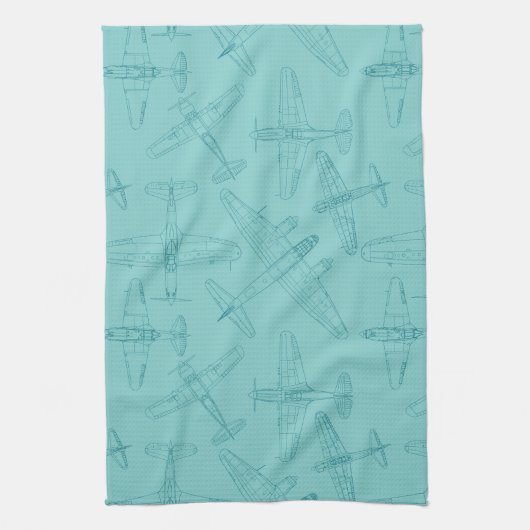 Oude vliegtuigen theedoek (Verticaal)