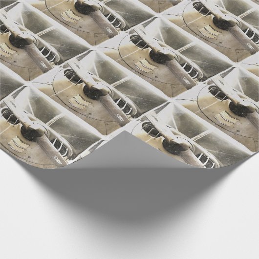 Oude vliegtuigpropellermonochrome cadeaupapier (Hoek)