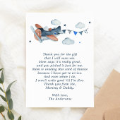 Oude vliegtuigwolken babyshower bedankkaart