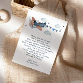 Oude vliegtuigwolken babyshower bedankkaart