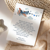 Oude vliegtuigwolken babyshower bedankkaart