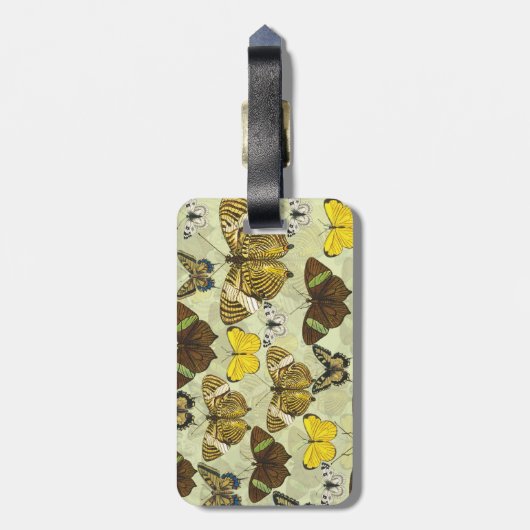 Oude vlinder motten kaart patroon bagagelabel (Achterkant verticaal)