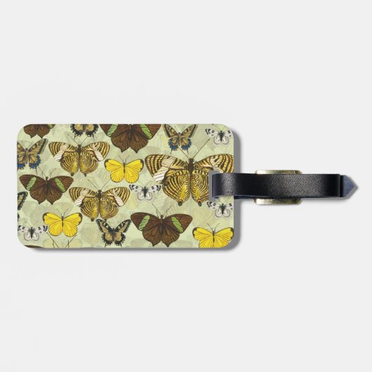 Oude vlinder motten kaart patroon bagagelabel (Achterkant horizontaal)