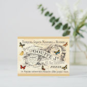 Oude vlinders op Franse advertentie, uw bericht Briefkaart (Staand voorkant)