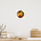 Oude voeding fruit, rijpe biologische perzik met b poster (Keuken)