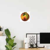 Oude voeding fruit, rijpe biologische perzik met b poster (Thuiskantoor)