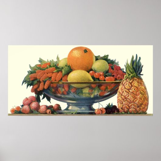 Oude Voeding, Gevarieerd Fruit in een Kom Poster (Voorkant)