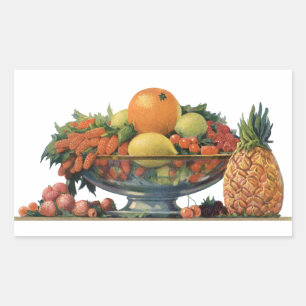 Oude voeding, Gevarieerd fruit in een kom Rechthoekige Sticker
