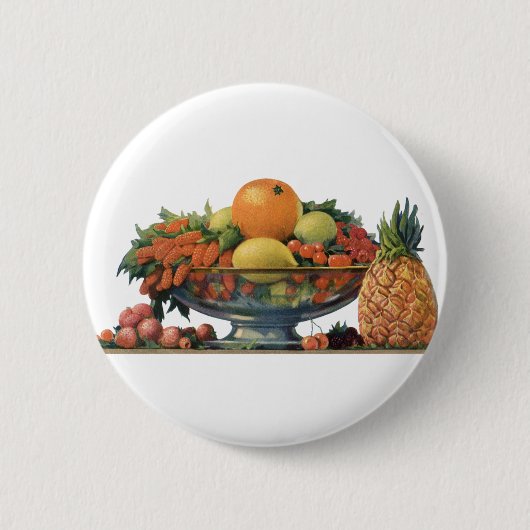 Oude voeding, Gevarieerd fruit in een kom Ronde Button 5,7 Cm (Voorkant)