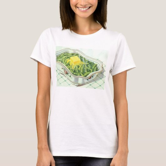 Oude Voeding, groene bonen-casserole met boter T-shirt (Voorkant)