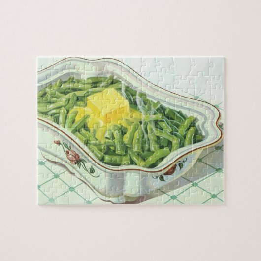 Oude voeding, groene bonencasserole met boter legpuzzel (Horizontaal)