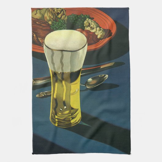 Oude voedingsdranken, glas bier, diner theedoek (Verticaal)