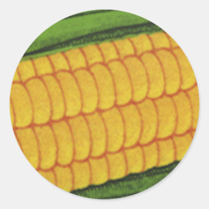 Oude voedingsgroenten; Gele maïs aan de kolf Ronde Sticker