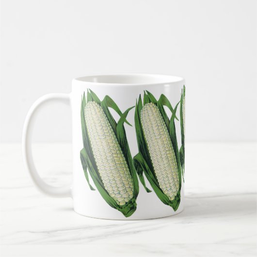 Oude voedingsgroenten Witte maïs aan de kolf Koffiemok (Links)