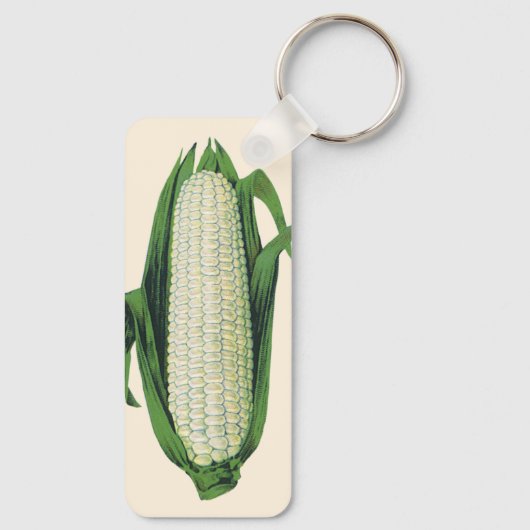Oude voedingsgroenten Witte maïs aan de kolf Sleutelhanger (Achterkant)