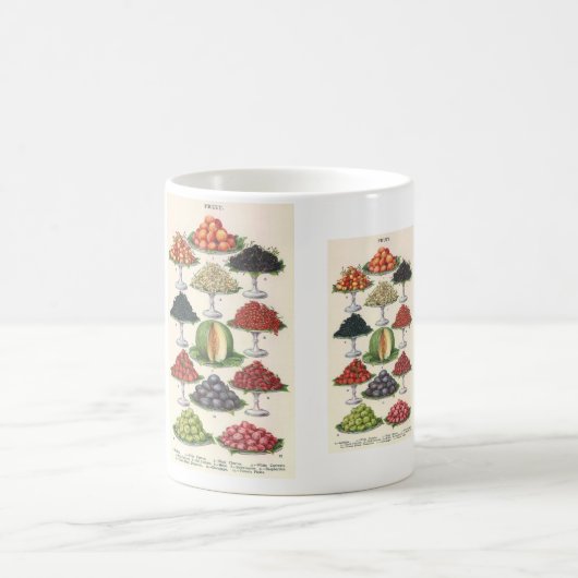 Oude voedingsmiddelen Gevarieerde vruchten op scha Koffiemok (Center)